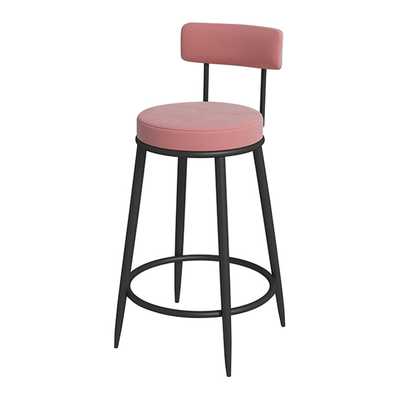 Glam Metal Upholstered Bar Stool Bristol Barstool with Iron Legs and Low Cushion Back Pink Black 1 Piece Clearhalo 'Bar Furniture' 'Bar Stools' 'bar_stools' 'furn' 'furn_bar_stools' 'furniture_bar_stools' 'Kitchen & Dining Furniture' 'kitchen&dining_furn' 'kitchen' 'kitchen_furn' Furniture' 4344534