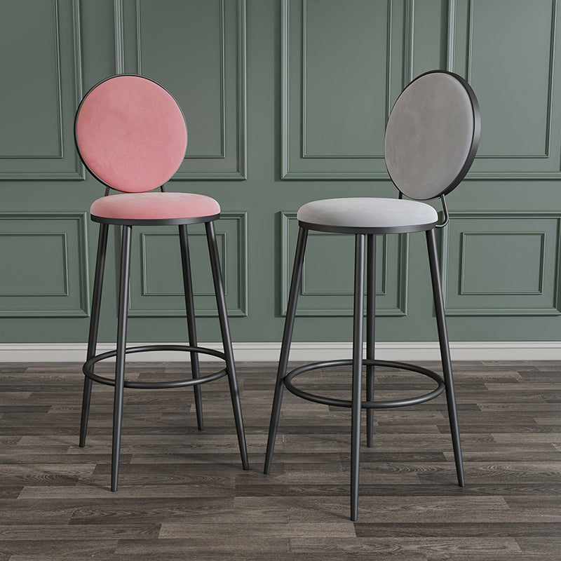 Glam Metal Upholstered Bar Stool Bristol Barstool with Iron Legs and Low Cushion Back Clearhalo 'Bar Furniture' 'Bar Stools' 'bar_stools' 'furn' 'furn_bar_stools' 'furniture_bar_stools' 'Kitchen & Dining Furniture' 'kitchen&dining_furn' 'kitchen' 'kitchen_furn' Furniture' 4344536