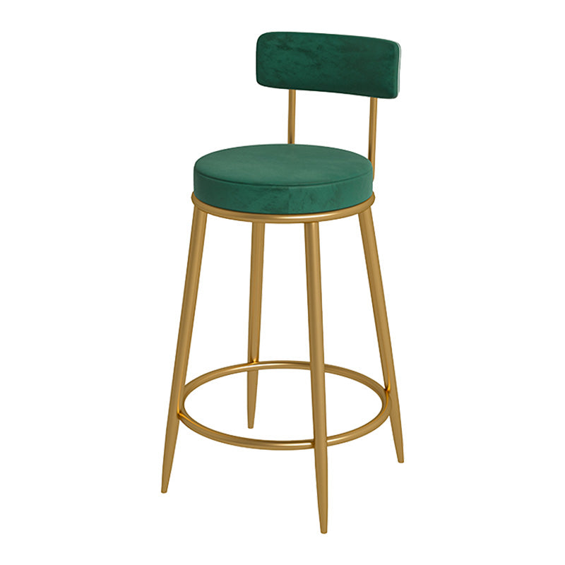 Glam Metal Upholstered Bar Stool Bristol Barstool with Iron Legs and Low Cushion Back Clearhalo 'Bar Furniture' 'Bar Stools' 'bar_stools' 'furn' 'furn_bar_stools' 'furniture_bar_stools' 'Kitchen & Dining Furniture' 'kitchen&dining_furn' 'kitchen' 'kitchen_furn' Furniture' 4344537