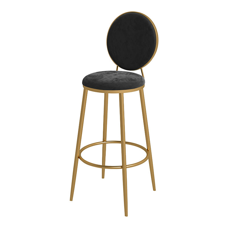 Glam Metal Upholstered Bar Stool Bristol Barstool with Iron Legs and Low Cushion Back Textured Black Gold 1 Piece Clearhalo 'Bar Furniture' 'Bar Stools' 'bar_stools' 'furn' 'furn_bar_stools' 'furniture_bar_stools' 'Kitchen & Dining Furniture' 'kitchen&dining_furn' 'kitchen' 'kitchen_furn' Furniture' 4344538