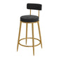 Glam Metal Upholstered Bar Stool Bristol Barstool with Iron Legs and Low Cushion Back Black Gold 1 Piece Clearhalo 'Bar Furniture' 'Bar Stools' 'bar_stools' 'furn' 'furn_bar_stools' 'furniture_bar_stools' 'Kitchen & Dining Furniture' 'kitchen&dining_furn' 'kitchen' 'kitchen_furn' Furniture' 4344539