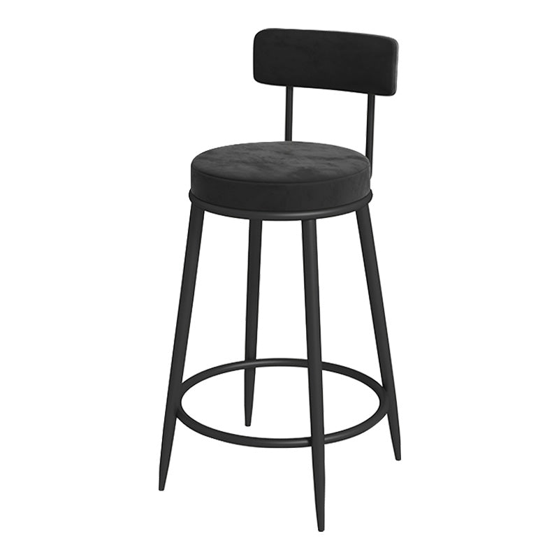 Glam Metal Upholstered Bar Stool Bristol Barstool with Iron Legs and Low Cushion Back Black Black 1 Piece Clearhalo 'Bar Furniture' 'Bar Stools' 'bar_stools' 'furn' 'furn_bar_stools' 'furniture_bar_stools' 'Kitchen & Dining Furniture' 'kitchen&dining_furn' 'kitchen' 'kitchen_furn' Furniture' 4344542
