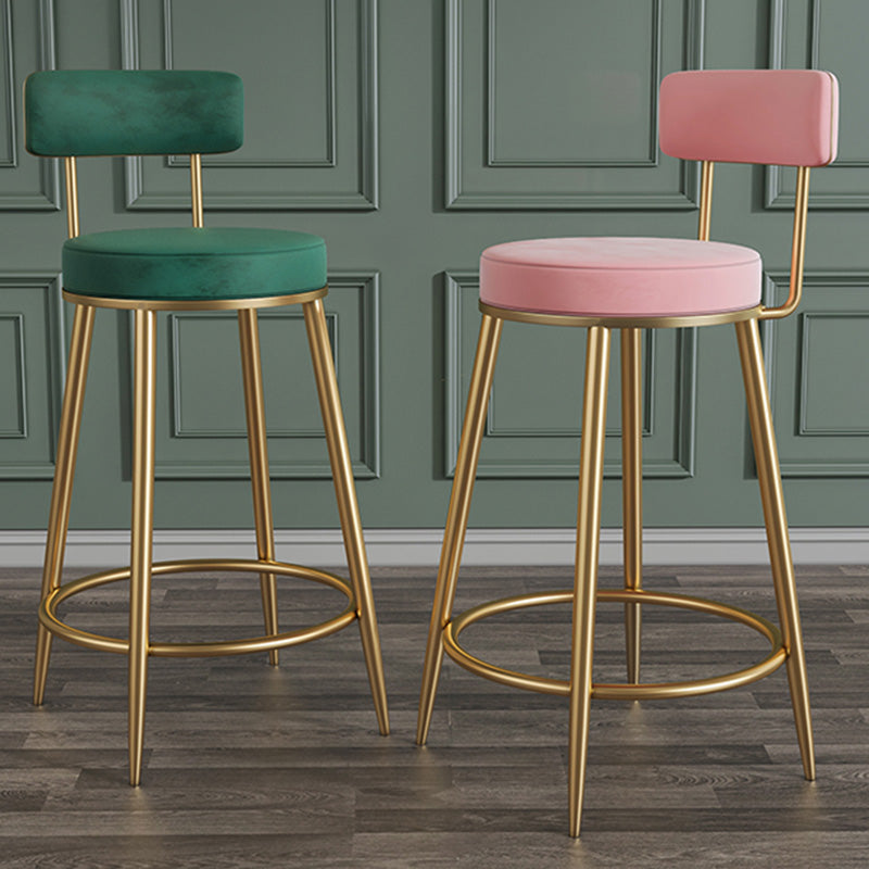 Glam Metal Upholstered Bar Stool Bristol Barstool with Iron Legs and Low Cushion Back Clearhalo 'Bar Furniture' 'Bar Stools' 'bar_stools' 'furn' 'furn_bar_stools' 'furniture_bar_stools' 'Kitchen & Dining Furniture' 'kitchen&dining_furn' 'kitchen' 'kitchen_furn' Furniture' 4344547