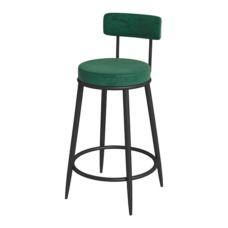 Glam Metal Upholstered Bar Stool Bristol Barstool with Iron Legs and Low Cushion Back Green Black 1 Piece Clearhalo 'Bar Furniture' 'Bar Stools' 'bar_stools' 'furn' 'furn_bar_stools' 'furniture_bar_stools' 'Kitchen & Dining Furniture' 'kitchen&dining_furn' 'kitchen' 'kitchen_furn' Furniture' 4344549