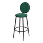 Glam Metal Upholstered Bar Stool Bristol Barstool with Iron Legs and Low Cushion Back Fluorescent Green Black 1 Piece Clearhalo 'Bar Furniture' 'Bar Stools' 'bar_stools' 'furn' 'furn_bar_stools' 'furniture_bar_stools' 'Kitchen & Dining Furniture' 'kitchen&dining_furn' 'kitchen' 'kitchen_furn' Furniture' 4344550