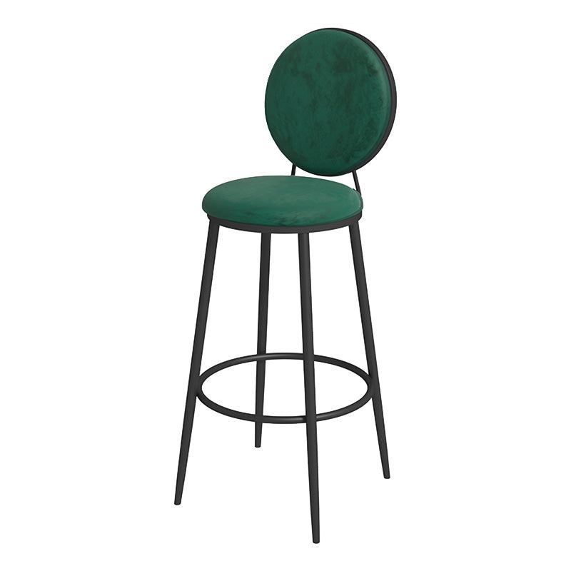 Glam Metal Upholstered Bar Stool Bristol Barstool with Iron Legs and Low Cushion Back Fluorescent Green Black 1 Piece Clearhalo 'Bar Furniture' 'Bar Stools' 'bar_stools' 'furn' 'furn_bar_stools' 'furniture_bar_stools' 'Kitchen & Dining Furniture' 'kitchen&dining_furn' 'kitchen' 'kitchen_furn' Furniture' 4344550
