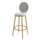 Glam Metal Upholstered Bar Stool Bristol Barstool with Iron Legs and Low Cushion Back Silver Gray Gold 1 Piece Clearhalo 'Bar Furniture' 'Bar Stools' 'bar_stools' 'furn' 'furn_bar_stools' 'furniture_bar_stools' 'Kitchen & Dining Furniture' 'kitchen&dining_furn' 'kitchen' 'kitchen_furn' Furniture' 4344551