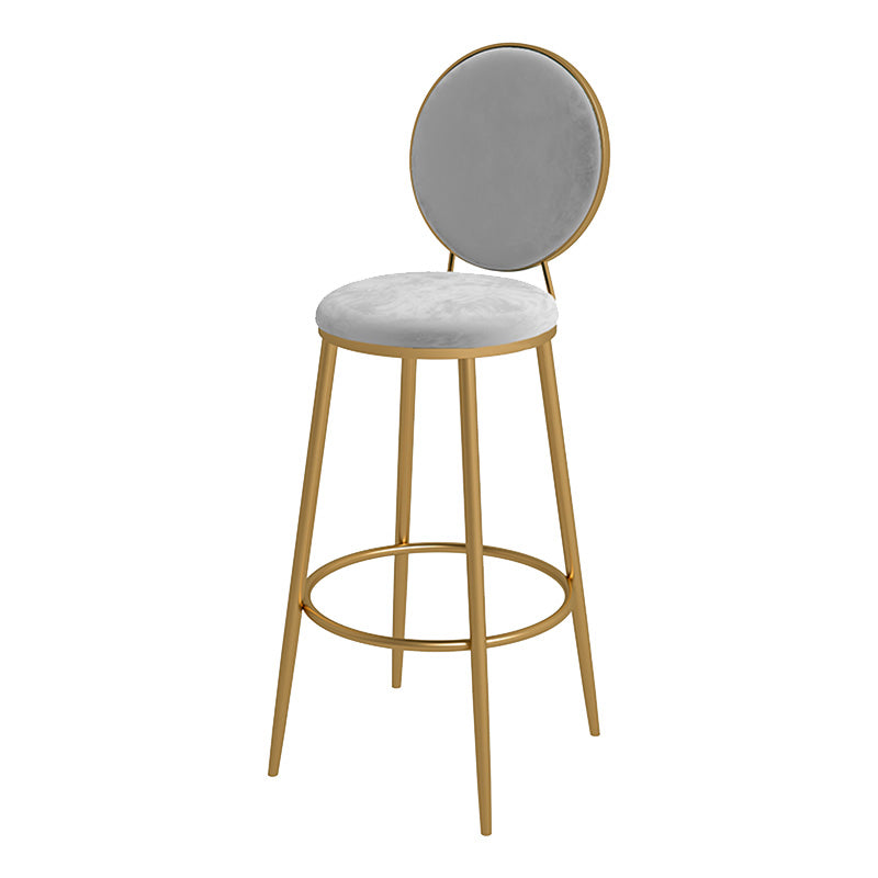 Glam Metal Upholstered Bar Stool Bristol Barstool with Iron Legs and Low Cushion Back Silver Gray Gold 1 Piece Clearhalo 'Bar Furniture' 'Bar Stools' 'bar_stools' 'furn' 'furn_bar_stools' 'furniture_bar_stools' 'Kitchen & Dining Furniture' 'kitchen&dining_furn' 'kitchen' 'kitchen_furn' Furniture' 4344551