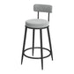 Glam Metal Upholstered Bar Stool Bristol Barstool with Iron Legs and Low Cushion Back Grey Black 1 Piece Clearhalo 'Bar Furniture' 'Bar Stools' 'bar_stools' 'furn' 'furn_bar_stools' 'furniture_bar_stools' 'Kitchen & Dining Furniture' 'kitchen&dining_furn' 'kitchen' 'kitchen_furn' Furniture' 4344553