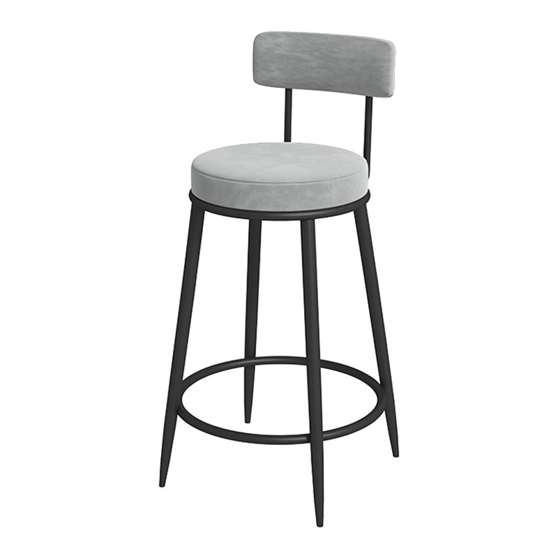 Glam Metal Upholstered Bar Stool Bristol Barstool with Iron Legs and Low Cushion Back Grey Black 1 Piece Clearhalo 'Bar Furniture' 'Bar Stools' 'bar_stools' 'furn' 'furn_bar_stools' 'furniture_bar_stools' 'Kitchen & Dining Furniture' 'kitchen&dining_furn' 'kitchen' 'kitchen_furn' Furniture' 4344553
