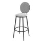 Glam Metal Upholstered Bar Stool Bristol Barstool with Iron Legs and Low Cushion Back Silver Gray Black 1 Piece Clearhalo 'Bar Furniture' 'Bar Stools' 'bar_stools' 'furn' 'furn_bar_stools' 'furniture_bar_stools' 'Kitchen & Dining Furniture' 'kitchen&dining_furn' 'kitchen' 'kitchen_furn' Furniture' 4344554
