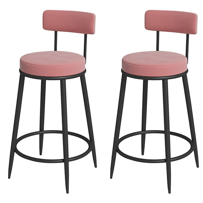 Glam Metal Upholstered Bar Stool Bristol Barstool with Iron Legs and Low Cushion Back Pink Black 2 Piece Set Clearhalo 'Bar Furniture' 'Bar Stools' 'bar_stools' 'furn' 'furn_bar_stools' 'furniture_bar_stools' 'Kitchen & Dining Furniture' 'kitchen&dining_furn' 'kitchen' 'kitchen_furn' Furniture' 4344557