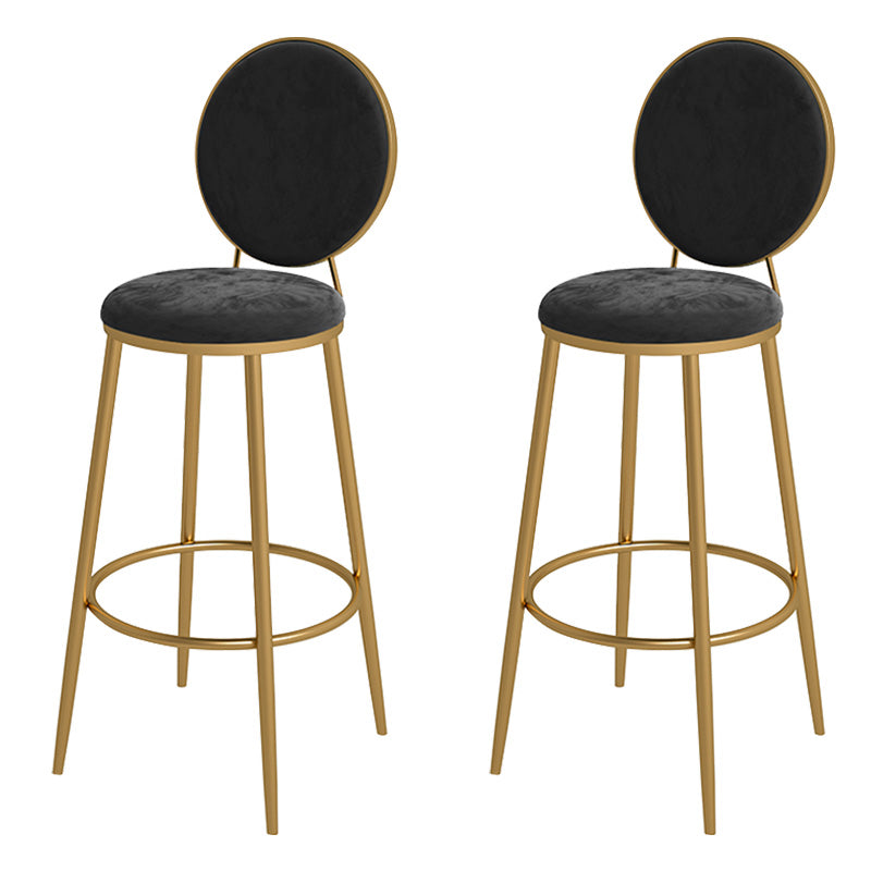 Glam Metal Upholstered Bar Stool Bristol Barstool with Iron Legs and Low Cushion Back Textured Black Gold 2 Piece Set Clearhalo 'Bar Furniture' 'Bar Stools' 'bar_stools' 'furn' 'furn_bar_stools' 'furniture_bar_stools' 'Kitchen & Dining Furniture' 'kitchen&dining_furn' 'kitchen' 'kitchen_furn' Furniture' 4344559