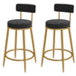 Glam Metal Upholstered Bar Stool Bristol Barstool with Iron Legs and Low Cushion Back Black Gold 2 Piece Set Clearhalo 'Bar Furniture' 'Bar Stools' 'bar_stools' 'furn' 'furn_bar_stools' 'furniture_bar_stools' 'Kitchen & Dining Furniture' 'kitchen&dining_furn' 'kitchen' 'kitchen_furn' Furniture' 4344560
