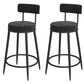 Glam Metal Upholstered Bar Stool Bristol Barstool with Iron Legs and Low Cushion Back Black Black 2 Piece Set Clearhalo 'Bar Furniture' 'Bar Stools' 'bar_stools' 'furn' 'furn_bar_stools' 'furniture_bar_stools' 'Kitchen & Dining Furniture' 'kitchen&dining_furn' 'kitchen' 'kitchen_furn' Furniture' 4344561