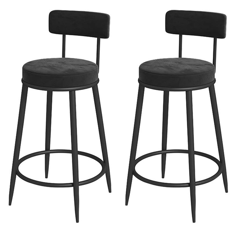 Glam Metal Upholstered Bar Stool Bristol Barstool with Iron Legs and Low Cushion Back Black Black 2 Piece Set Clearhalo 'Bar Furniture' 'Bar Stools' 'bar_stools' 'furn' 'furn_bar_stools' 'furniture_bar_stools' 'Kitchen & Dining Furniture' 'kitchen&dining_furn' 'kitchen' 'kitchen_furn' Furniture' 4344561