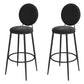Glam Metal Upholstered Bar Stool Bristol Barstool with Iron Legs and Low Cushion Back Textured Black Black 2 Piece Set Clearhalo 'Bar Furniture' 'Bar Stools' 'bar_stools' 'furn' 'furn_bar_stools' 'furniture_bar_stools' 'Kitchen & Dining Furniture' 'kitchen&dining_furn' 'kitchen' 'kitchen_furn' Furniture' 4344562