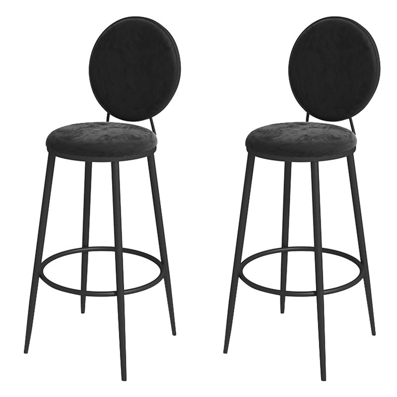 Glam Metal Upholstered Bar Stool Bristol Barstool with Iron Legs and Low Cushion Back Textured Black Black 2 Piece Set Clearhalo 'Bar Furniture' 'Bar Stools' 'bar_stools' 'furn' 'furn_bar_stools' 'furniture_bar_stools' 'Kitchen & Dining Furniture' 'kitchen&dining_furn' 'kitchen' 'kitchen_furn' Furniture' 4344562