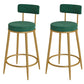Glam Metal Upholstered Bar Stool Bristol Barstool with Iron Legs and Low Cushion Back Green Gold 2 Piece Set Clearhalo 'Bar Furniture' 'Bar Stools' 'bar_stools' 'furn' 'furn_bar_stools' 'furniture_bar_stools' 'Kitchen & Dining Furniture' 'kitchen&dining_furn' 'kitchen' 'kitchen_furn' Furniture' 4344564