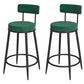 Glam Metal Upholstered Bar Stool Bristol Barstool with Iron Legs and Low Cushion Back Green Black 2 Piece Set Clearhalo 'Bar Furniture' 'Bar Stools' 'bar_stools' 'furn' 'furn_bar_stools' 'furniture_bar_stools' 'Kitchen & Dining Furniture' 'kitchen&dining_furn' 'kitchen' 'kitchen_furn' Furniture' 4344565