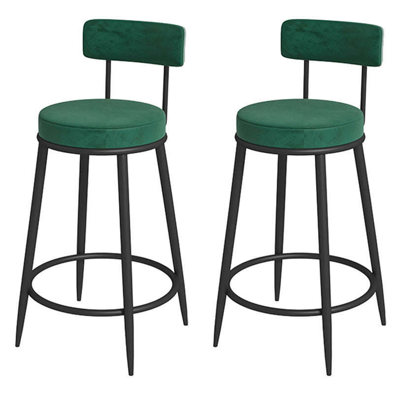 Glam Metal Upholstered Bar Stool Bristol Barstool with Iron Legs and Low Cushion Back Green Black 2 Piece Set Clearhalo 'Bar Furniture' 'Bar Stools' 'bar_stools' 'furn' 'furn_bar_stools' 'furniture_bar_stools' 'Kitchen & Dining Furniture' 'kitchen&dining_furn' 'kitchen' 'kitchen_furn' Furniture' 4344565