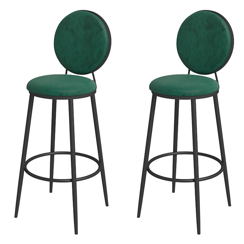 Glam Metal Upholstered Bar Stool Bristol Barstool with Iron Legs and Low Cushion Back Fluorescent Green Black 2 Piece Set Clearhalo 'Bar Furniture' 'Bar Stools' 'bar_stools' 'furn' 'furn_bar_stools' 'furniture_bar_stools' 'Kitchen & Dining Furniture' 'kitchen&dining_furn' 'kitchen' 'kitchen_furn' Furniture' 4344566