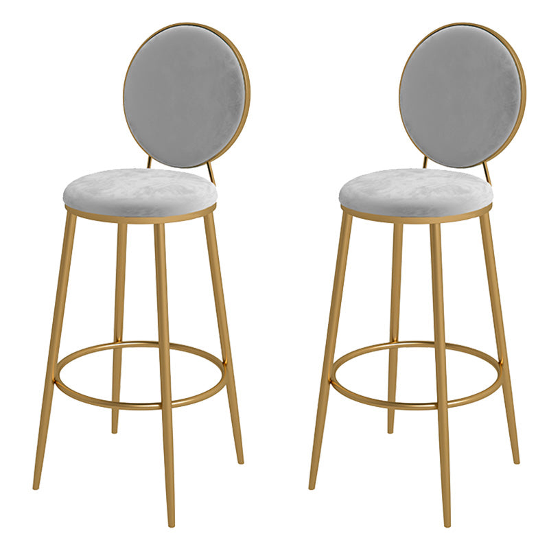 Glam Metal Upholstered Bar Stool Bristol Barstool with Iron Legs and Low Cushion Back Silver Gray Gold 2 Piece Set Clearhalo 'Bar Furniture' 'Bar Stools' 'bar_stools' 'furn' 'furn_bar_stools' 'furniture_bar_stools' 'Kitchen & Dining Furniture' 'kitchen&dining_furn' 'kitchen' 'kitchen_furn' Furniture' 4344567