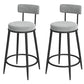 Glam Metal Upholstered Bar Stool Bristol Barstool with Iron Legs and Low Cushion Back Grey Black 2 Piece Set Clearhalo 'Bar Furniture' 'Bar Stools' 'bar_stools' 'furn' 'furn_bar_stools' 'furniture_bar_stools' 'Kitchen & Dining Furniture' 'kitchen&dining_furn' 'kitchen' 'kitchen_furn' Furniture' 4344569