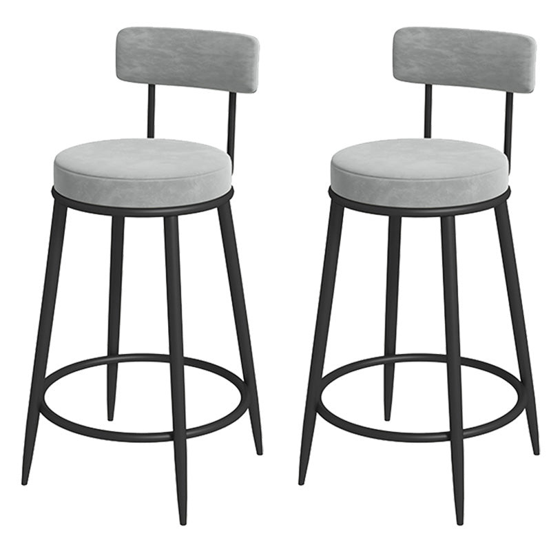 Glam Metal Upholstered Bar Stool Bristol Barstool with Iron Legs and Low Cushion Back Grey Black 2 Piece Set Clearhalo 'Bar Furniture' 'Bar Stools' 'bar_stools' 'furn' 'furn_bar_stools' 'furniture_bar_stools' 'Kitchen & Dining Furniture' 'kitchen&dining_furn' 'kitchen' 'kitchen_furn' Furniture' 4344569