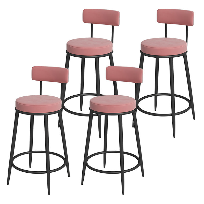 Glam Metal Upholstered Bar Stool Bristol Barstool with Iron Legs and Low Cushion Back Pink Black 4 Piece Set Clearhalo 'Bar Furniture' 'Bar Stools' 'bar_stools' 'furn' 'furn_bar_stools' 'furniture_bar_stools' 'Kitchen & Dining Furniture' 'kitchen&dining_furn' 'kitchen' 'kitchen_furn' Furniture' 4344573
