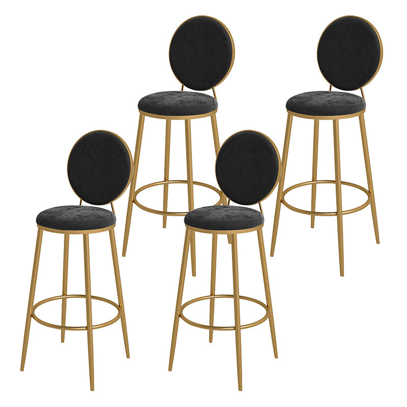 Glam Metal Upholstered Bar Stool Bristol Barstool with Iron Legs and Low Cushion Back Textured Black Gold 4 Piece Set Clearhalo 'Bar Furniture' 'Bar Stools' 'bar_stools' 'furn' 'furn_bar_stools' 'furniture_bar_stools' 'Kitchen & Dining Furniture' 'kitchen&dining_furn' 'kitchen' 'kitchen_furn' Furniture' 4344575