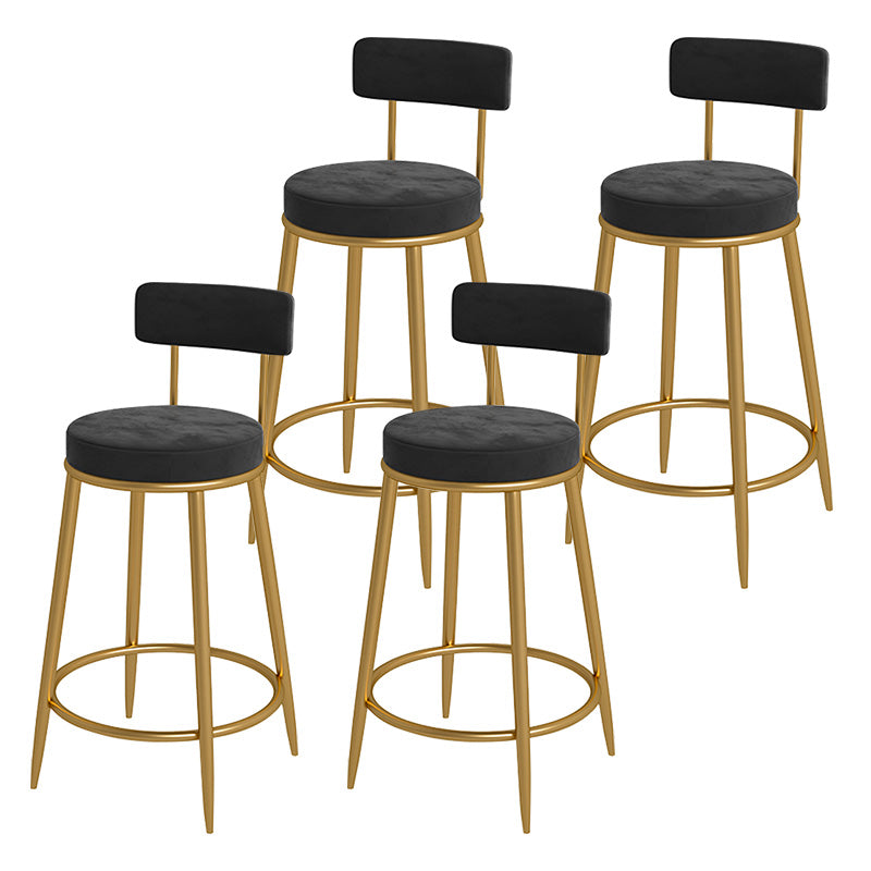 Glam Metal Upholstered Bar Stool Bristol Barstool with Iron Legs and Low Cushion Back Black Gold 4 Piece Set Clearhalo 'Bar Furniture' 'Bar Stools' 'bar_stools' 'furn' 'furn_bar_stools' 'furniture_bar_stools' 'Kitchen & Dining Furniture' 'kitchen&dining_furn' 'kitchen' 'kitchen_furn' Furniture' 4344576