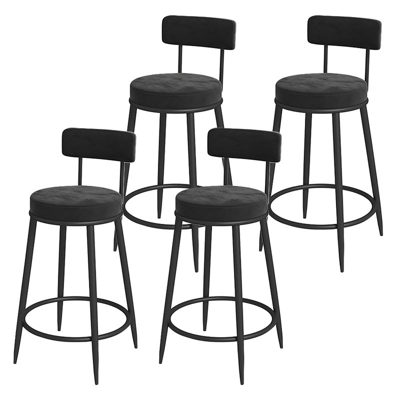 Glam Metal Upholstered Bar Stool Bristol Barstool with Iron Legs and Low Cushion Back Black Black 4 Piece Set Clearhalo 'Bar Furniture' 'Bar Stools' 'bar_stools' 'furn' 'furn_bar_stools' 'furniture_bar_stools' 'Kitchen & Dining Furniture' 'kitchen&dining_furn' 'kitchen' 'kitchen_furn' Furniture' 4344577