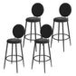 Glam Metal Upholstered Bar Stool Bristol Barstool with Iron Legs and Low Cushion Back Textured Black Black 4 Piece Set Clearhalo 'Bar Furniture' 'Bar Stools' 'bar_stools' 'furn' 'furn_bar_stools' 'furniture_bar_stools' 'Kitchen & Dining Furniture' 'kitchen&dining_furn' 'kitchen' 'kitchen_furn' Furniture' 4344578
