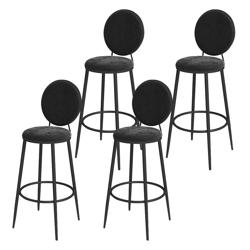 Glam Metal Upholstered Bar Stool Bristol Barstool with Iron Legs and Low Cushion Back Textured Black Black 4 Piece Set Clearhalo 'Bar Furniture' 'Bar Stools' 'bar_stools' 'furn' 'furn_bar_stools' 'furniture_bar_stools' 'Kitchen & Dining Furniture' 'kitchen&dining_furn' 'kitchen' 'kitchen_furn' Furniture' 4344578