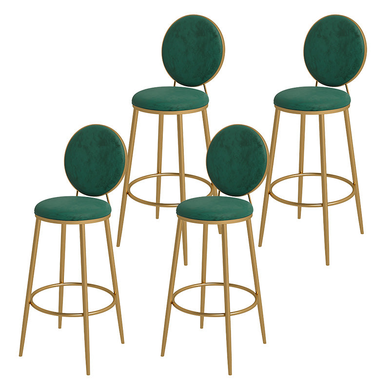 Glam Metal Upholstered Bar Stool Bristol Barstool with Iron Legs and Low Cushion Back Fluorescent Green Gold 4 Piece Set Clearhalo 'Bar Furniture' 'Bar Stools' 'bar_stools' 'furn' 'furn_bar_stools' 'furniture_bar_stools' 'Kitchen & Dining Furniture' 'kitchen&dining_furn' 'kitchen' 'kitchen_furn' Furniture' 4344579