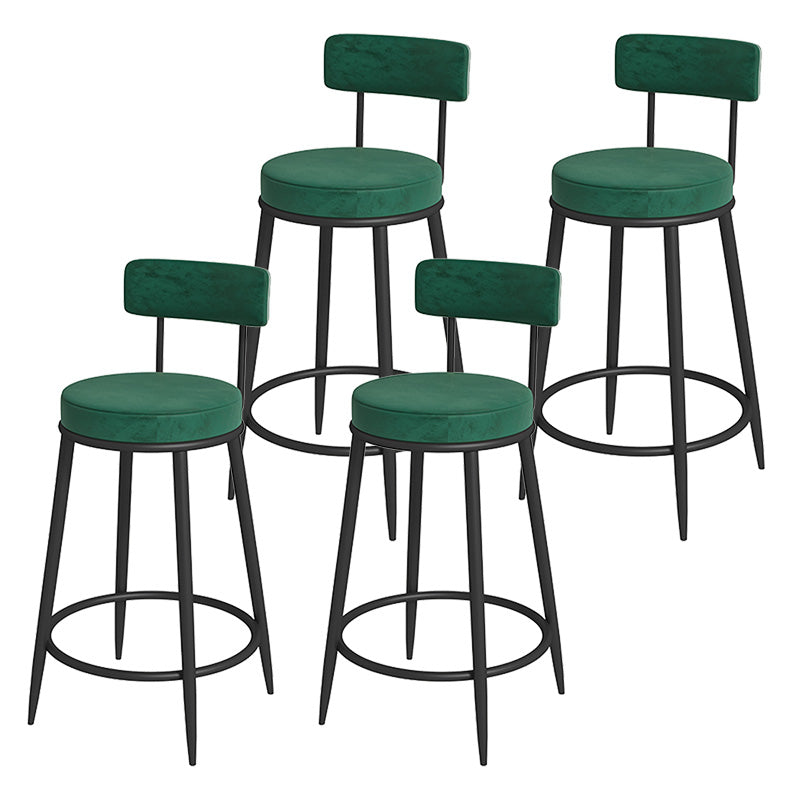 Glam Metal Upholstered Bar Stool Bristol Barstool with Iron Legs and Low Cushion Back Green Black 4 Piece Set Clearhalo 'Bar Furniture' 'Bar Stools' 'bar_stools' 'furn' 'furn_bar_stools' 'furniture_bar_stools' 'Kitchen & Dining Furniture' 'kitchen&dining_furn' 'kitchen' 'kitchen_furn' Furniture' 4344581