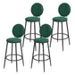 Glam Metal Upholstered Bar Stool Bristol Barstool with Iron Legs and Low Cushion Back Fluorescent Green Black 4 Piece Set Clearhalo 'Bar Furniture' 'Bar Stools' 'bar_stools' 'furn' 'furn_bar_stools' 'furniture_bar_stools' 'Kitchen & Dining Furniture' 'kitchen&dining_furn' 'kitchen' 'kitchen_furn' Furniture' 4344582