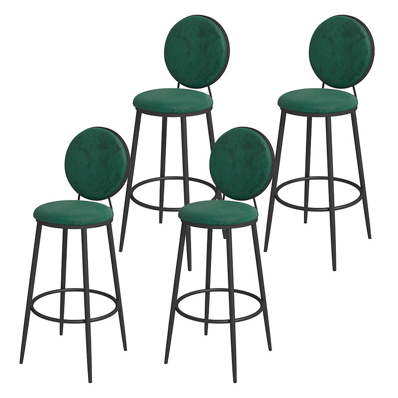 Glam Metal Upholstered Bar Stool Bristol Barstool with Iron Legs and Low Cushion Back Fluorescent Green Black 4 Piece Set Clearhalo 'Bar Furniture' 'Bar Stools' 'bar_stools' 'furn' 'furn_bar_stools' 'furniture_bar_stools' 'Kitchen & Dining Furniture' 'kitchen&dining_furn' 'kitchen' 'kitchen_furn' Furniture' 4344582
