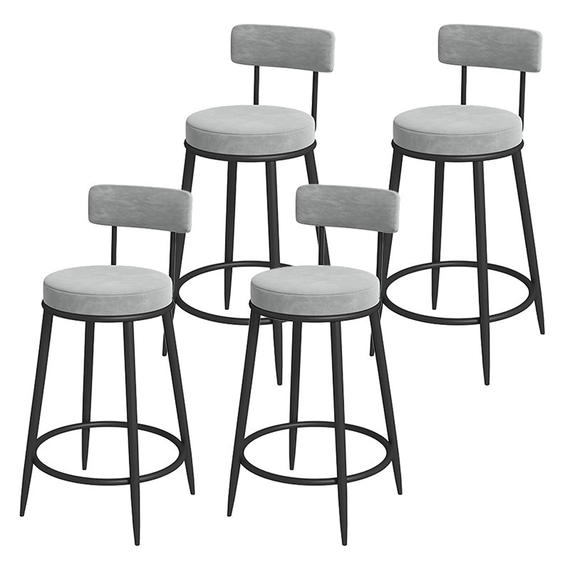 Glam Metal Upholstered Bar Stool Bristol Barstool with Iron Legs and Low Cushion Back Grey Black 4 Piece Set Clearhalo 'Bar Furniture' 'Bar Stools' 'bar_stools' 'furn' 'furn_bar_stools' 'furniture_bar_stools' 'Kitchen & Dining Furniture' 'kitchen&dining_furn' 'kitchen' 'kitchen_furn' Furniture' 4344585