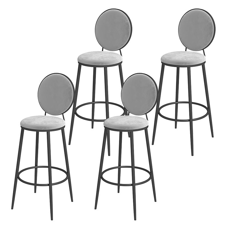Glam Metal Upholstered Bar Stool Bristol Barstool with Iron Legs and Low Cushion Back Silver Gray Black 4 Piece Set Clearhalo 'Bar Furniture' 'Bar Stools' 'bar_stools' 'furn' 'furn_bar_stools' 'furniture_bar_stools' 'Kitchen & Dining Furniture' 'kitchen&dining_furn' 'kitchen' 'kitchen_furn' Furniture' 4344586