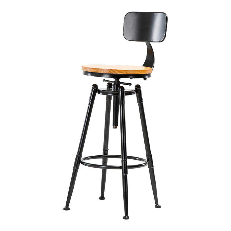Coffee Shop Footrest Bar Stool Wood Counter-height Stool with Iron Legs With Back 1 Piece Clearhalo 'Bar Furniture' 'Bar Stools' 'bar_stools' 'furn' 'furn_bar_stools' 'furniture_bar_stools' 'Kitchen & Dining Furniture' 'kitchen&dining_furn' 'kitchen' 'kitchen_furn' Furniture' 4344590