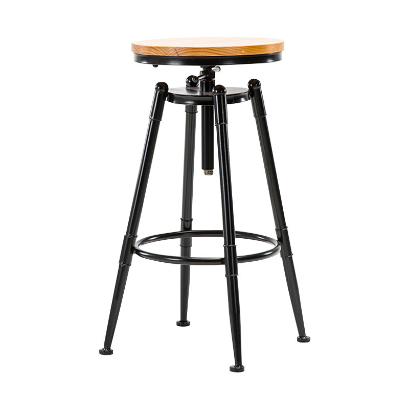 Coffee Shop Footrest Bar Stool Wood Counter-height Stool with Iron Legs Backless 1 Piece Clearhalo 'Bar Furniture' 'Bar Stools' 'bar_stools' 'furn' 'furn_bar_stools' 'furniture_bar_stools' 'Kitchen & Dining Furniture' 'kitchen&dining_furn' 'kitchen' 'kitchen_furn' Furniture' 4344591