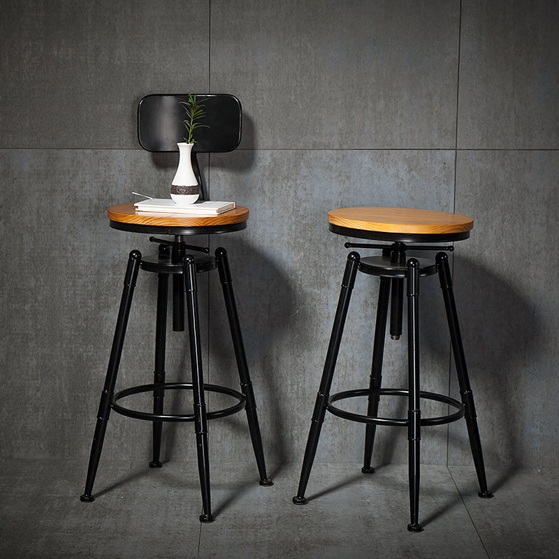Coffee Shop Footrest Bar Stool Wood Counter-height Stool with Iron Legs Clearhalo 'Bar Furniture' 'Bar Stools' 'bar_stools' 'furn' 'furn_bar_stools' 'furniture_bar_stools' 'Kitchen & Dining Furniture' 'kitchen&dining_furn' 'kitchen' 'kitchen_furn' Furniture' 4344592