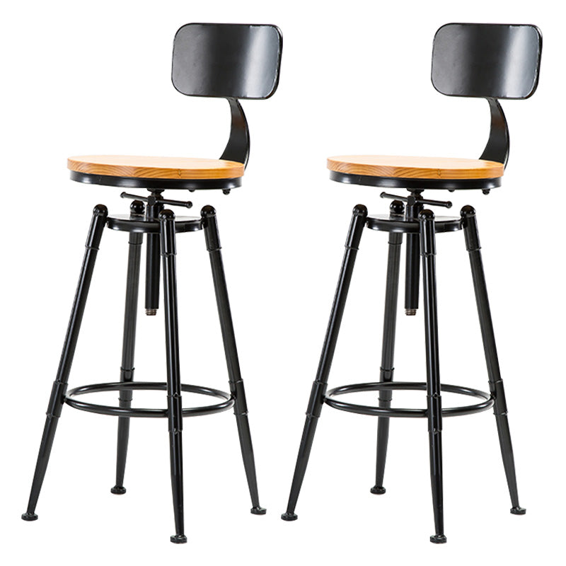 Coffee Shop Footrest Bar Stool Wood Counter-height Stool with Iron Legs With Back 2 Piece Set Clearhalo 'Bar Furniture' 'Bar Stools' 'bar_stools' 'furn' 'furn_bar_stools' 'furniture_bar_stools' 'Kitchen & Dining Furniture' 'kitchen&dining_furn' 'kitchen' 'kitchen_furn' Furniture' 4344593
