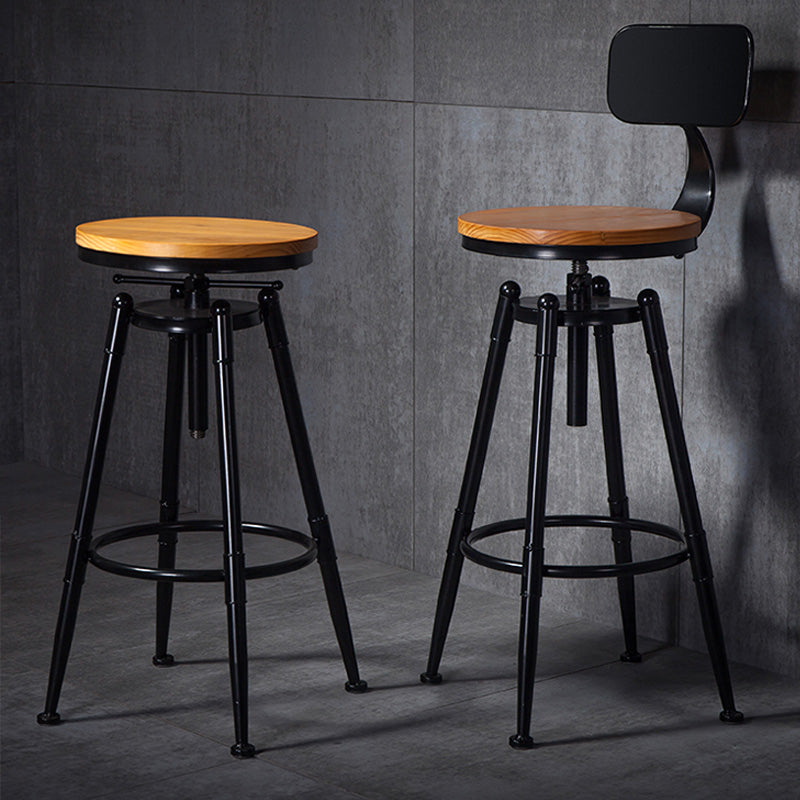 Coffee Shop Footrest Bar Stool Wood Counter-height Stool with Iron Legs Clearhalo 'Bar Furniture' 'Bar Stools' 'bar_stools' 'furn' 'furn_bar_stools' 'furniture_bar_stools' 'Kitchen & Dining Furniture' 'kitchen&dining_furn' 'kitchen' 'kitchen_furn' Furniture' 4344594