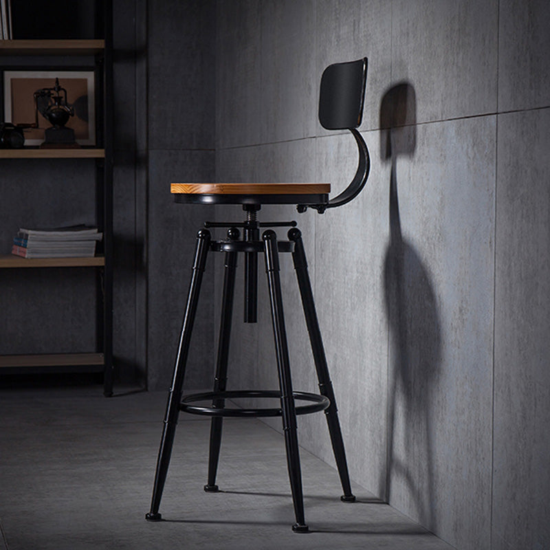 Coffee Shop Footrest Bar Stool Wood Counter-height Stool with Iron Legs Clearhalo 'Bar Furniture' 'Bar Stools' 'bar_stools' 'furn' 'furn_bar_stools' 'furniture_bar_stools' 'Kitchen & Dining Furniture' 'kitchen&dining_furn' 'kitchen' 'kitchen_furn' Furniture' 4344596