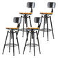 Coffee Shop Footrest Bar Stool Wood Counter-height Stool with Iron Legs With Back 4 Piece Set Clearhalo 'Bar Furniture' 'Bar Stools' 'bar_stools' 'furn' 'furn_bar_stools' 'furniture_bar_stools' 'Kitchen & Dining Furniture' 'kitchen&dining_furn' 'kitchen' 'kitchen_furn' Furniture' 4344597