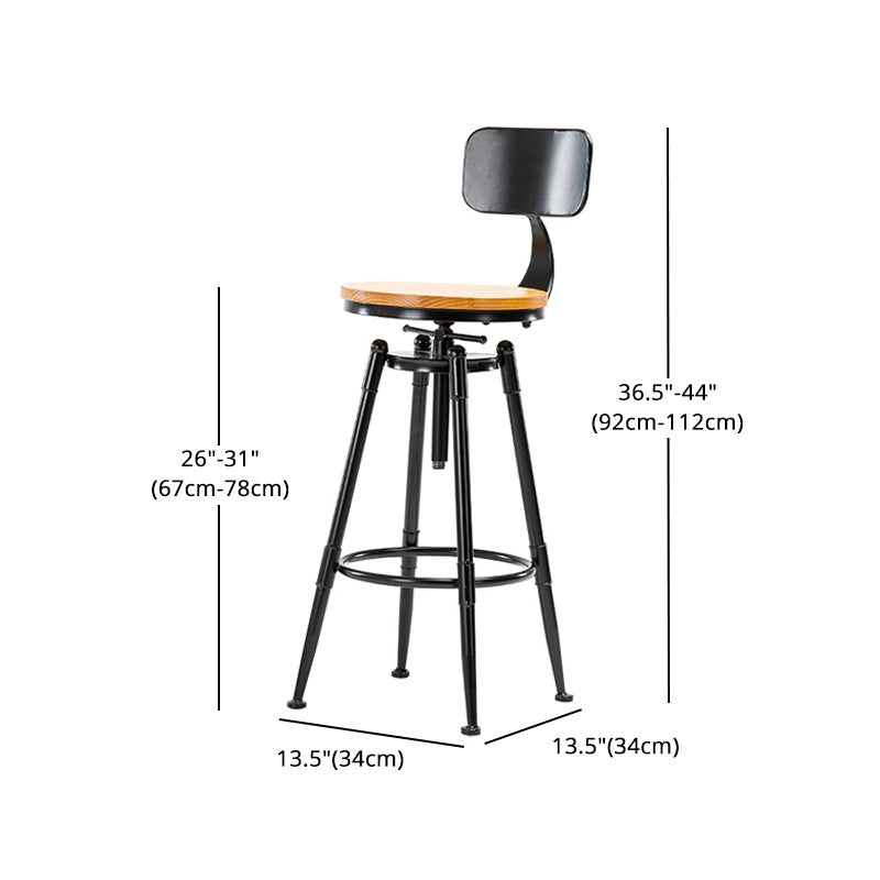 Coffee Shop Footrest Bar Stool Wood Counter-height Stool with Iron Legs Clearhalo 'Bar Furniture' 'Bar Stools' 'bar_stools' 'furn' 'furn_bar_stools' 'furniture_bar_stools' 'Kitchen & Dining Furniture' 'kitchen&dining_furn' 'kitchen' 'kitchen_furn' Furniture' 4344605