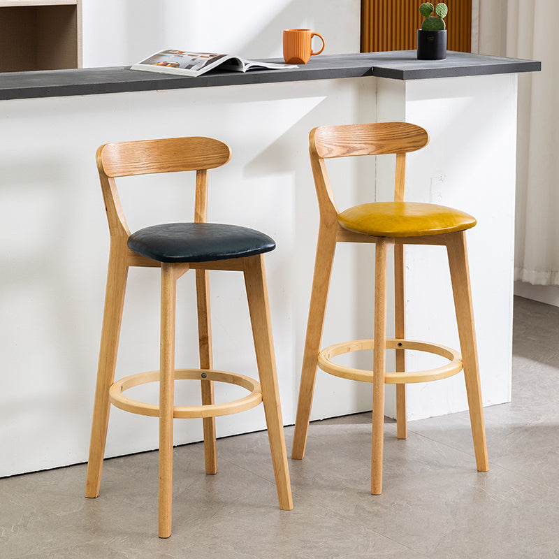 Modern Scandinavian 27.95 Bar Stool Round Seat Indoor Stool with Wood base Clearhalo 'Bar Furniture' 'Bar Stools' 'bar_stools' 'furn' 'furn_bar_stools' 'furniture_bar_stools' 'Kitchen & Dining Furniture' 'kitchen&dining_furn' 'kitchen' 'kitchen_furn' Furniture' 4344607